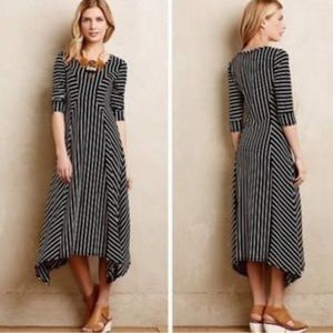 Anthropologie Saturday Sunday black and white striped pattern midi dress in M